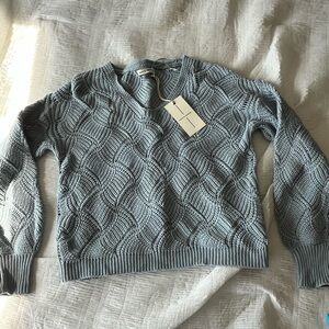 blue v neck sweater